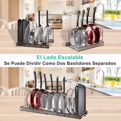 Organizador De Tapas Ollas Sartén Expansible Cocina Norplat Negro