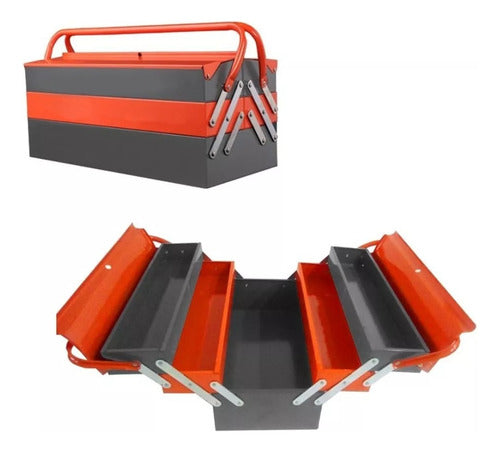Caja Herramientas Articulada Metálica 3 Niveles - Norplat Naranja