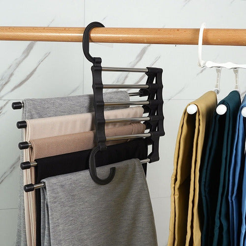 Gancho Pantalones Organizador Percha Ahorra Espacio 5 En 1