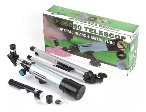 Telescopio Niños Astronómico Monocular 60x Zoom F36050 Plateado Y Negro