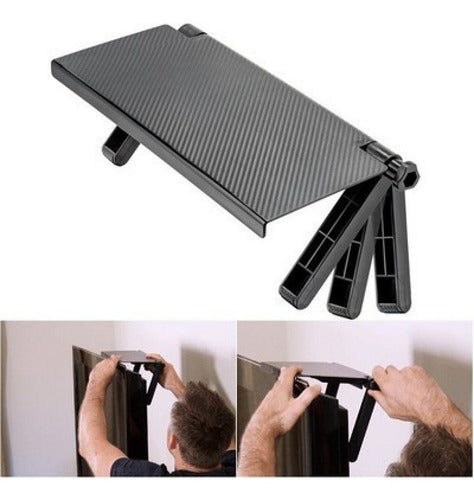 Repisa Pantalla Plegable Ajustable Soporte Decodificador Ome Negro