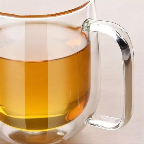 Set 2 Tazas Doble Pared Vidrio 250ml Cafe Cappuccino Norplat Transparente