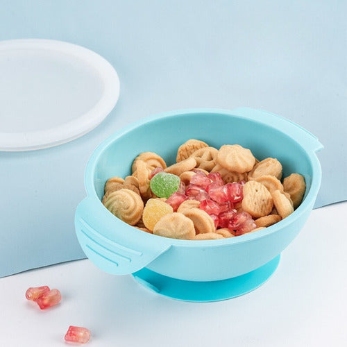 Bowl Grande Silicona Con Ventosa Para Bebé Y Niño - Norplat Celeste