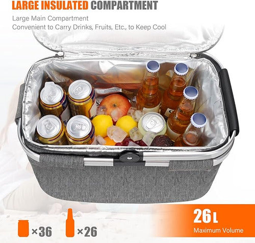 Norplat Canasta Termica Plegable Cooler Portatil Camping Gris