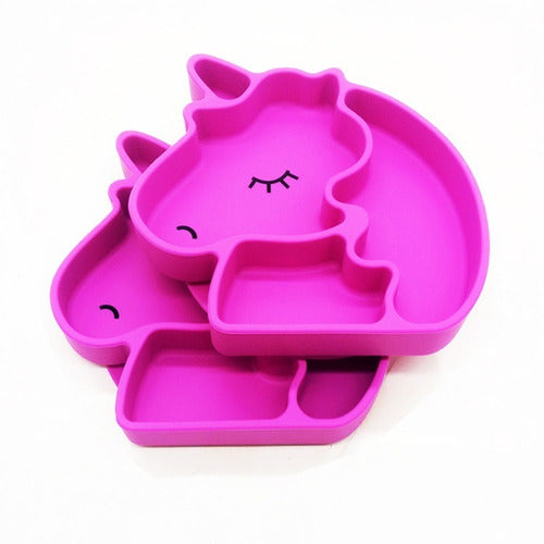Plato Guagua Unicornio De Silicona Antideslizante Irrompible Rosa Unicornio