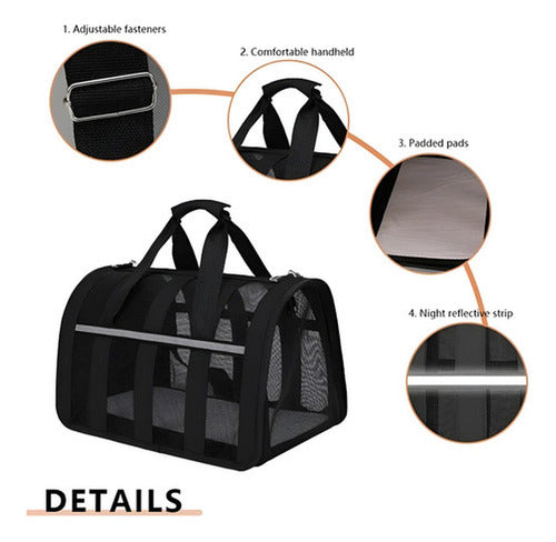 Bolso Transporte Mascota Norplat - Transportador Perro Gato Negro