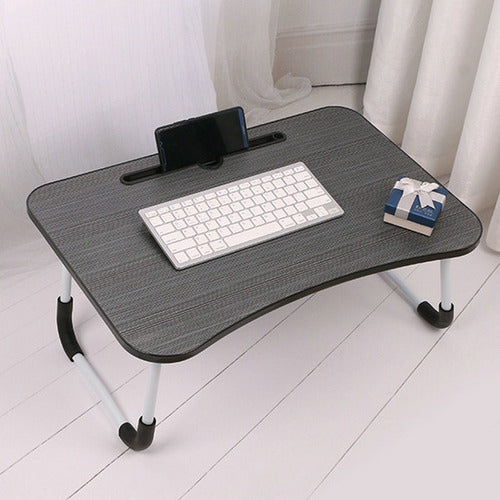 Mesa Cama  60x40x28cm Portatil Desayuno Bandeja Madera Cukin Gris Oscuro