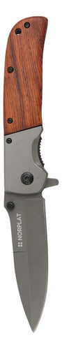 Cuchillo Automatico Norplat Navaja Retractil Mango Madera