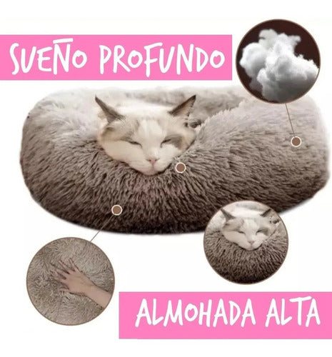 Cama Antiestrés Peluda Para Perros Y Gatos 60cm L Originales Gris