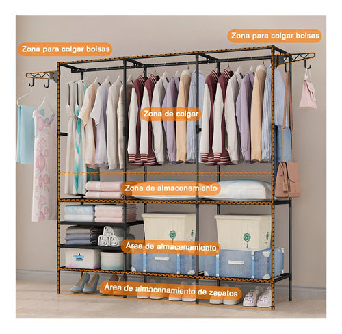 Closet Organizador 3 Espacios Zapatero Perchero - Norplat Negro