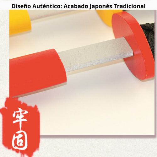 Pack 3 Katana Japonesa Madera Entrenamiento 73cm - Norplat Rojo Y Negro