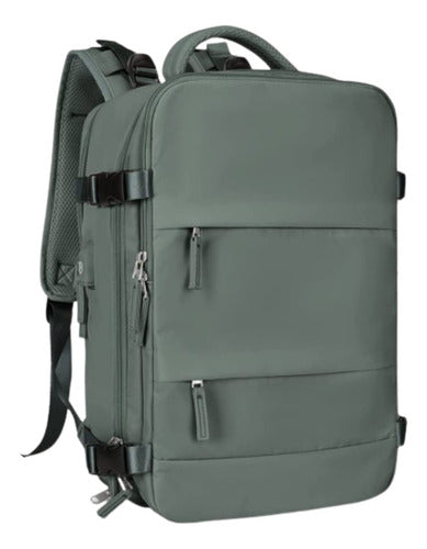 Mochila Notebook Viaje Ligera Vuelo Cabina Mano - Norplat Verde Musgo Liso
