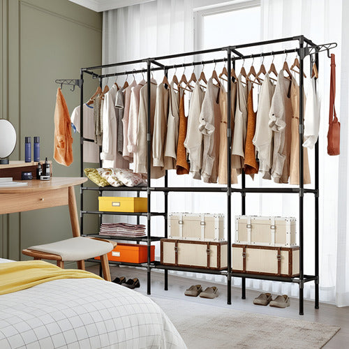 Closet Organizador 3 Espacios Zapatero Perchero - Norplat Negro