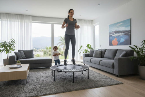 Trampolín Fitness 100cm Plegable Cama Elástica - Norplat Plateado