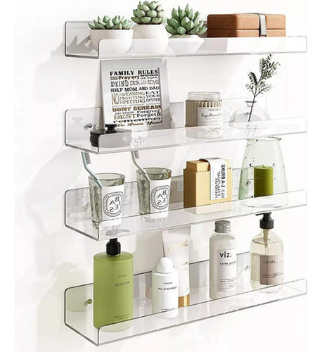 4 Repisas Estantes Flotantes Organizador Ps - Norplat Transparente