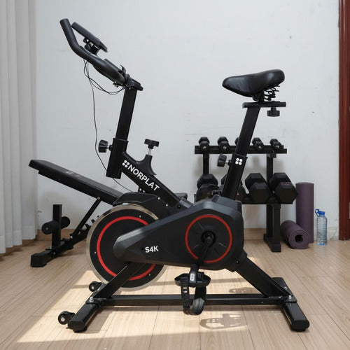 Bicicleta Estatica Norplat S4k Spinning Fitness Volante 4kg Negro