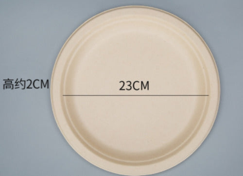 Platos De Pulpa Natural Compostable 22 Cms X 100 Uds - Cukin Beige Liso