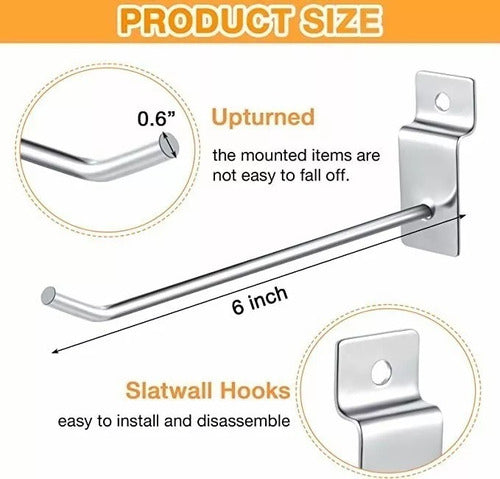 Pack 100 Ganchos Gancheras Panel Ranurado 15cm 4mm Exhibidor