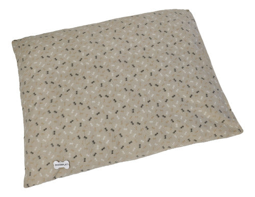 Cama Perros Norplat Colchon 90x70cm Grande Relax Almohadon Beige Claro Huesos