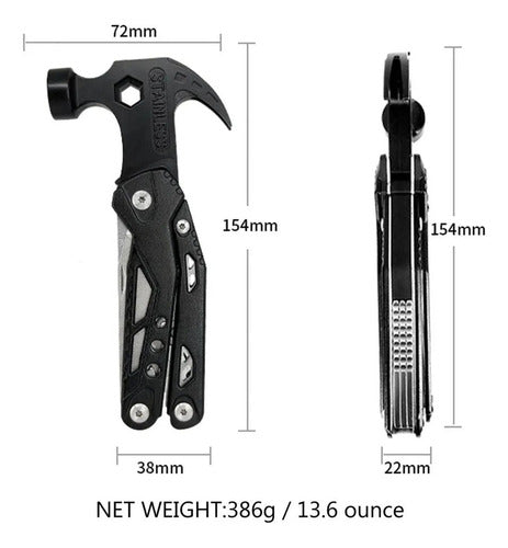 Cortapluma Norplat Supervivencia Pesca Camping 12en1 Funda Negro