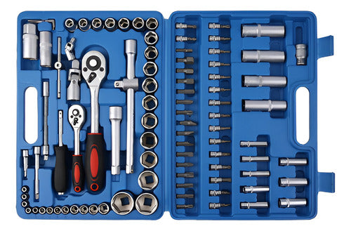 Caja Herramientas Dados Llaves 94 Piezas Acero Crv - Norplat Azul