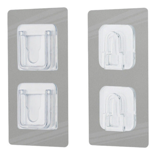 Ganchos De Pared 6x12 Dobles Adhesivos Doble Cara 10 Pares Transparente