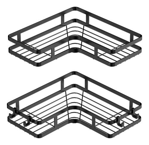 2 Organizador Esquinero Ducha Repisa Estante Baño - Norplat Negro
