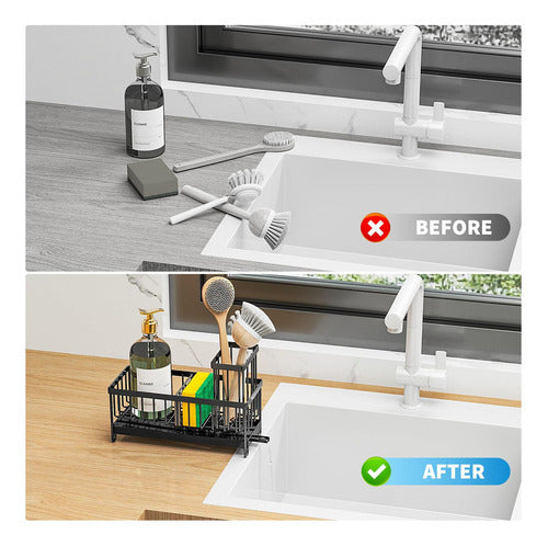 Porta Esponja Organizador Lavaplatos Escurridor - Norplat Negro