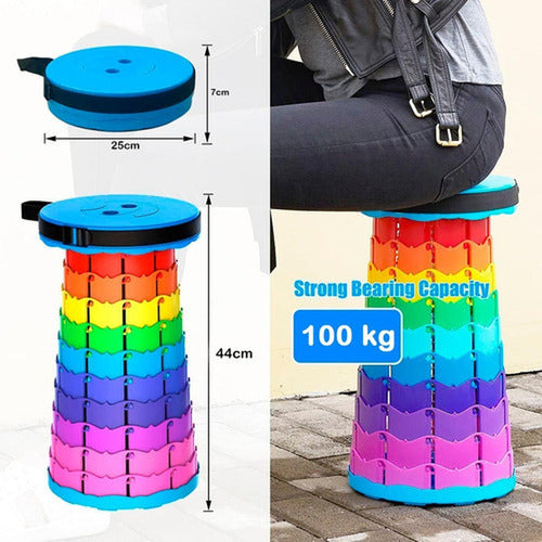 Taburete Plegable Portátil De Plástico Retráctil - Norplat Multicolor