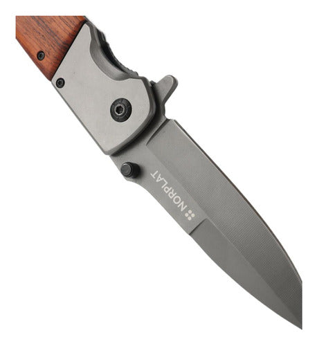 Cuchillo Automatico Norplat Navaja Retractil Mango Madera