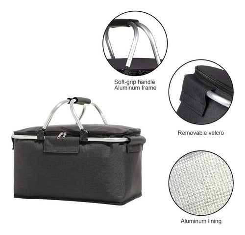 Norplat Canasta Termica Plegable Cooler Portatil Camping Negro