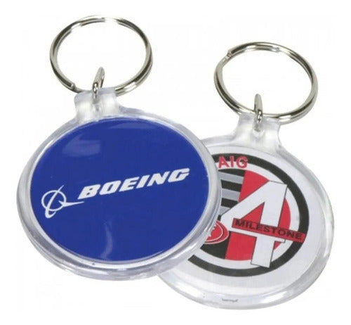100 Llaveros Acrílicos Redondo Portafoto Promocional Norplat Transparente