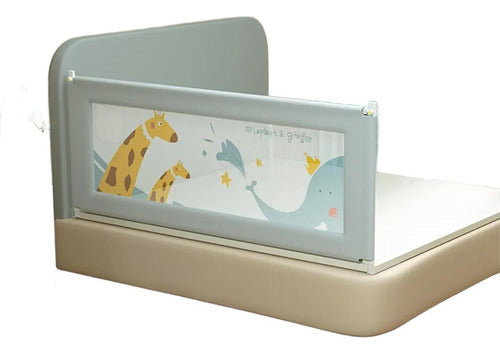 Baranda Cama Seguridad Bebe Plegable Ajustable 200cm Norplat Gris Jirafa Elefante