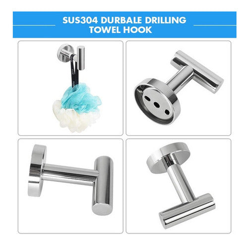 Set De 7 Accesorios Baño Acero Inoxidable Toallero - Norplat Plateado