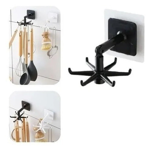 Gancho De Cocina Giratorio 360 Flexible Adhesivo Pared - Ome Negro