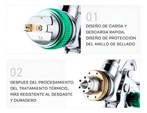 Pistola Pintar 3 Boquillas 1.4a2mm Pintura Gravedad Norplat