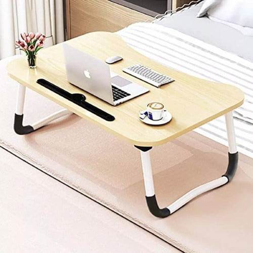 Mesa Cama  60x40x28cm Portatil Desayuno Bandeja Madera Cukin Gris Oscuro