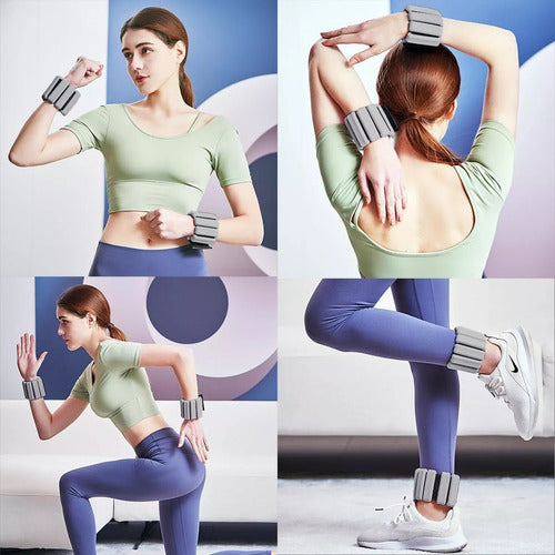 2 Muñequeras Pulsera Silicona Con Peso 450g C/u - Norplat Negro