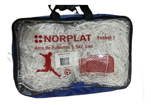 2 Mallas Futbol 7 Red Arco Futbolito 5.5x2.1mt Norplat Blanco