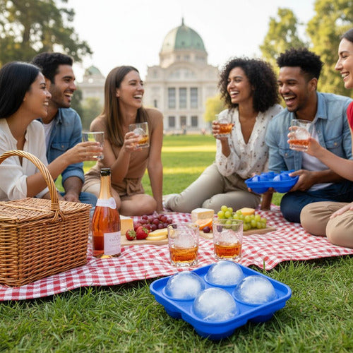 Molde De Silicona Para Bolas De Hielo 4.5 Cm - Cukin Azul Oscuro
