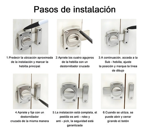 2 Pestillos Cerradura Puerta Gabinete Turn 40mm Baño Norplat Plateado