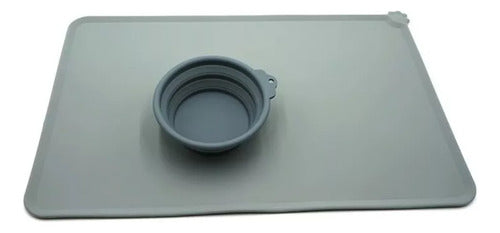 Alfombra Comedero Silicona Para Mascota Anti-salpicadura Wuf Gris
