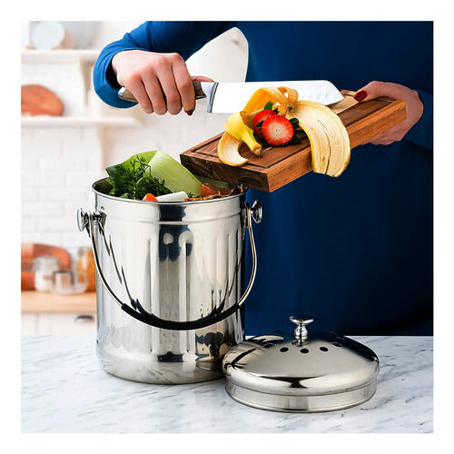 Basurero Con Filtros De Olor De Acero Inoxidable - Norplat Plateado