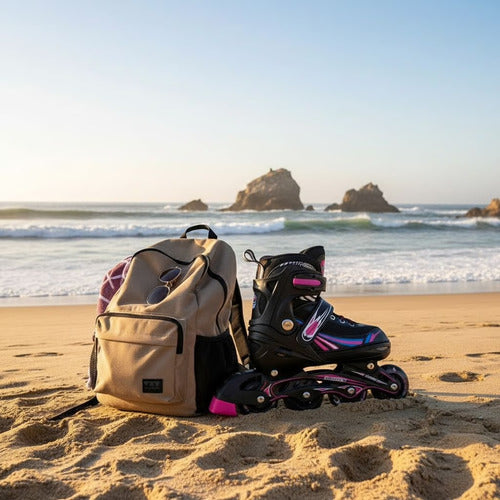 Patines En Linea Rollers Ajustables Adolescentes Adultos  S 65 Mm Rosa