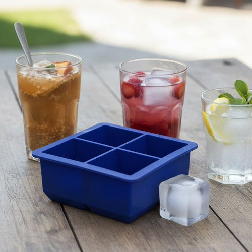 Molde De Silicona Para Cubos De Hielo 5cm - Cukin Azul Eléctrico