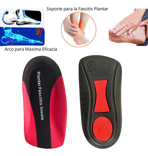 Par Talonera Fascitis Plantar Deporte Casual 2.3cm Altura Rojo S