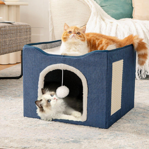 Cama Para Gatos Casa Plegable Gatos Perros Pequeños Norplat  Azul Marino