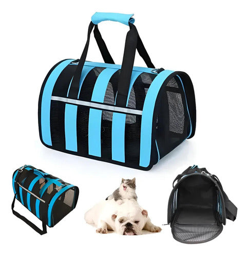 Bolso Transporte Mascota Norplat - Transportador Perro Gato Azul