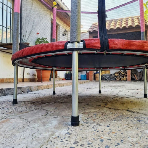 Cama Elastica Saltarina Para Niños 1.4 Mts Con Malla Norplat Negro Rojo