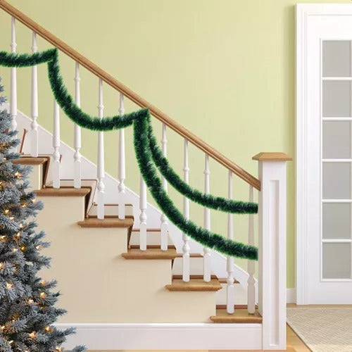 Pack X10 Guirnaldas Espumillón Navideñas 5m Adornos Navidad Verde
